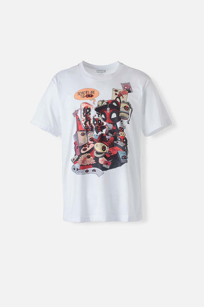  CAMISETA DE DEADPOOL MANGA CORTA BLANCA GÉNERO NEUTRO