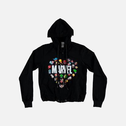 BUZO DE MARVEL CON CAPUCHA NEGRO PARA MUJER