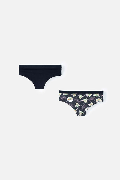  PACK X2 PANTIES DE MANDALORIAN ESTAMPADO NEGRO PARA MUJER