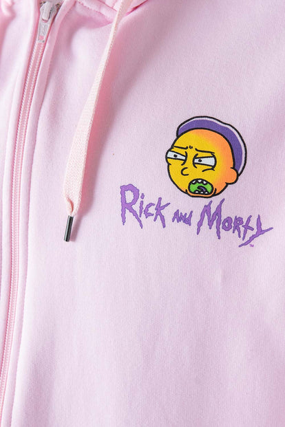  BUZO DE RICK Y MORTY ROSADO ABIERTO PARA HOMBRE