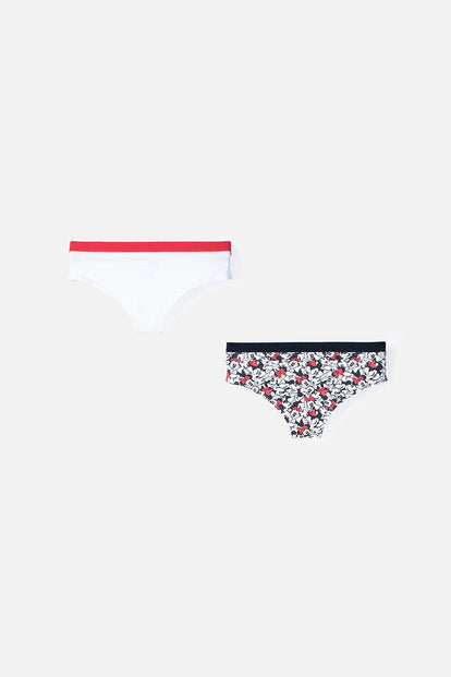  PACK X2 PANTIES DE MINNIE MOUSE BLANCA Y MULTICOLOR PARA MUJER