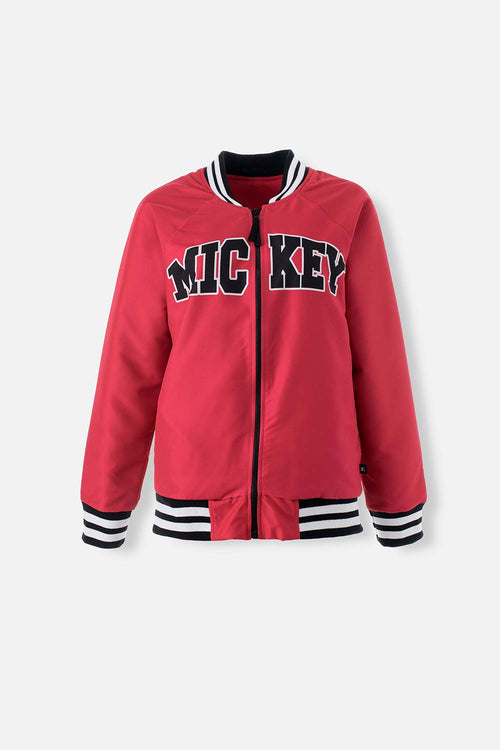 Card slide image -  CHAQUETA DE MICKEY MOUSE CON ESTAMPADO EN ESPALDA ROJO PARA MUJER