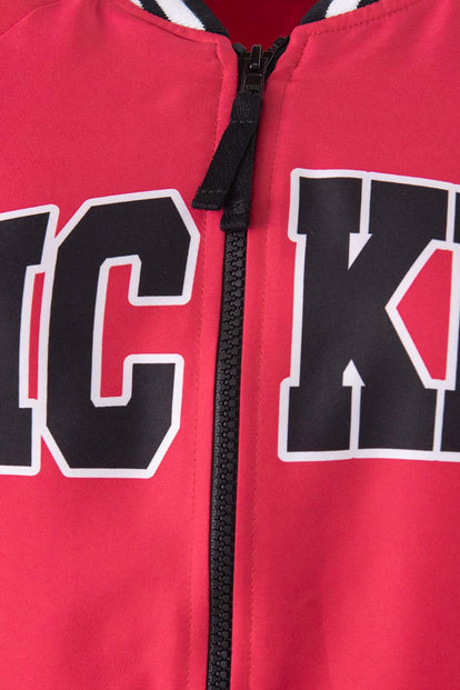  CHAQUETA DE MICKEY MOUSE CON ESTAMPADO EN ESPALDA ROJO PARA MUJER