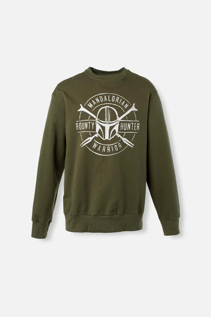  BUZO DE MANDALORIAN ESTAMPADO VERDE MILITAR PARA HOMBRE