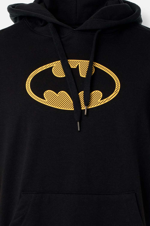 Card slide image -  BUZO DE BATMAN CERRADO CON CAPUCHA NEGRO Y AMARILLO PARA HOMBRE