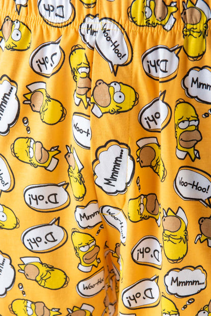  PIJAMA DE LOS SIMPSON NEGRA Y AMARILLA CON PANTALÓN CORTO PARA HOMBRE