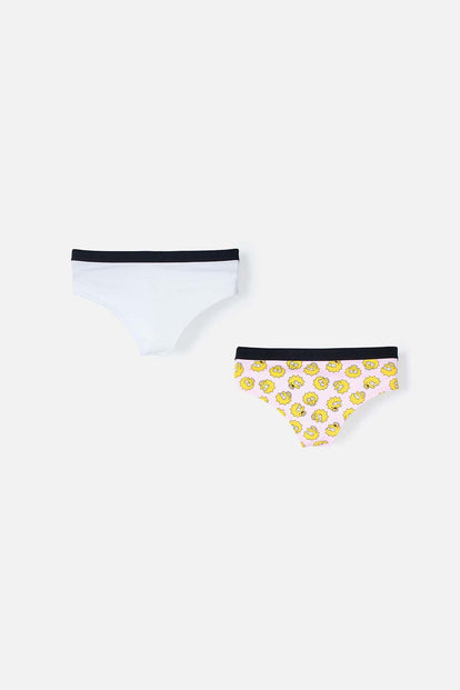  PACK X2 PANTIES DE LOS SIMPSON BLANCO Y ROSADO CON PRETINA ELÁSTICA PARA MUJER