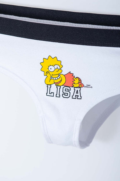  PACK X2 PANTIES DE LOS SIMPSON BLANCO Y ROSADO CON PRETINA ELÁSTICA PARA MUJER