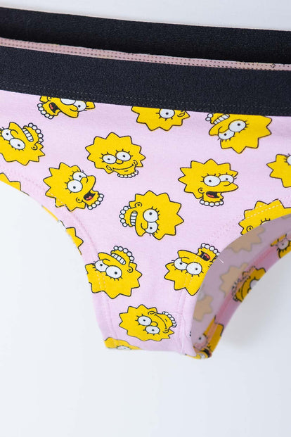  PACK X2 PANTIES DE LOS SIMPSON BLANCO Y ROSADO CON PRETINA ELÁSTICA PARA MUJER