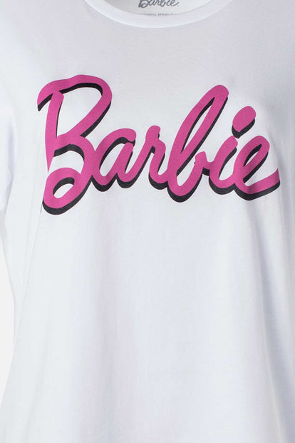  PIJAMA DE BARBIE BLANCA Y NEGRA DE PANTALÓN LARGO PARA MUJER