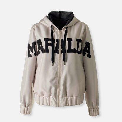  CHAQUETA DE MAFALDA CAQUI CON CAPUCHA PARA MUJER