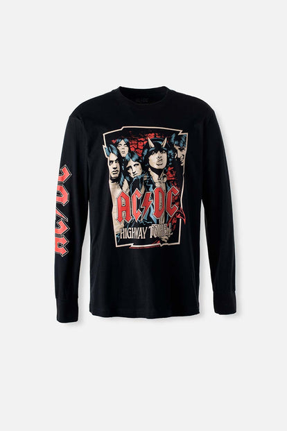  CAMIBUZO DE AC/DC NEGRO MANGA LARGA PARA HOMBRE