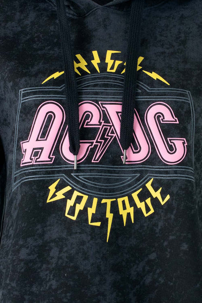  BUZO DE AC/DC GRIS TIPO CROP PARA MUJER