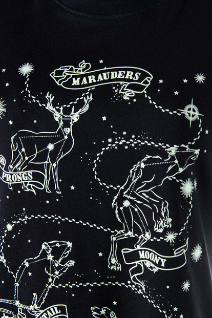  CAMISETA DE HARRY POTTER MANGA CORTA NEGRA PARA MUJER