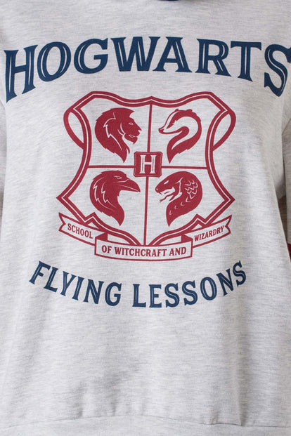  BUZO DE HARRY POTTER CERRADO CON CAPUCHA GRIS PARA MUJER