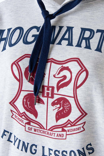  BUZO DE HARRY POTTER CERRADO CON CAPUCHA GRIS PARA MUJER