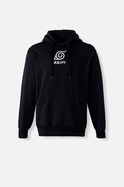 BUZO DE NARUTO CERRADO CON CAPUCHA NEGRO  PARA HOMBRE