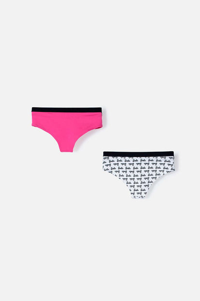  PANTY DUO DE  BARBIE BLANCO Y FUCSIA PARA MUJER