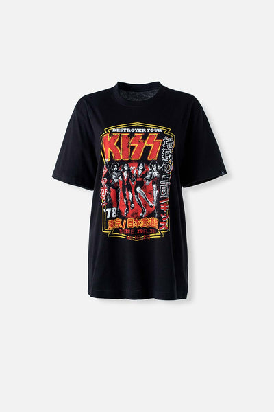 CAMISETA DE KISS MANGA CORTA NEGRA GÉNERO NEUTRO