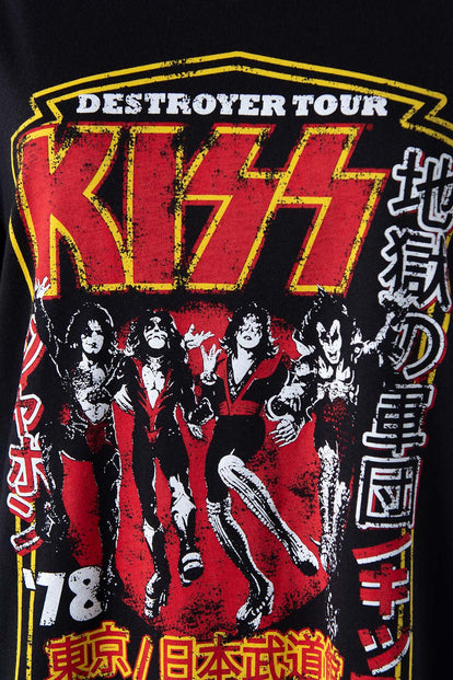  CAMISETA DE KISS MANGA CORTA NEGRA GÉNERO NEUTRO