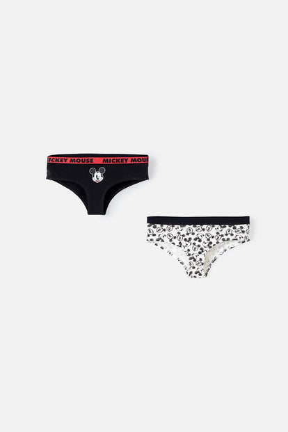  PACK X2 PANTIES DE MINNIE MOUSE NEGRO Y MARFIL PARA MUJER