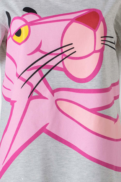  PIJAMA DE LA PANTERA ROSA GRIS Y ROSADA DE PANTALÓN LARGO PARA MUJER