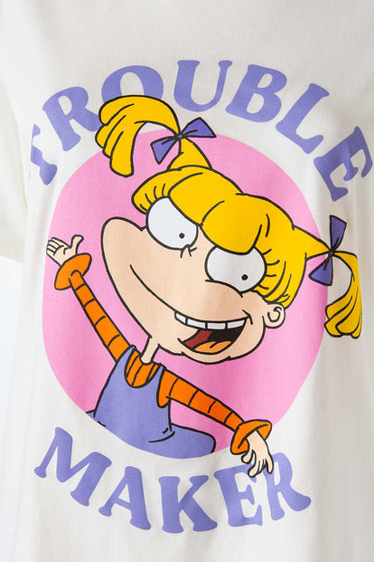  PIJAMA DE LOS RUGRATS MARFIL Y AZUL DE SHORT PARA MUJER