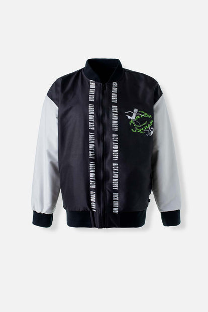  CHAQUETA DE RICK Y MORTY GRIS Y NEGRA ESTAMPADA PARA HOMBRE