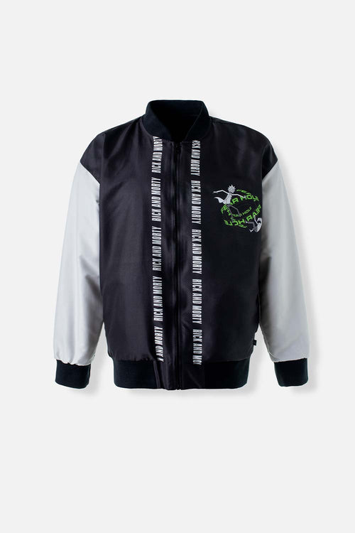Card slide image -  CHAQUETA DE RICK Y MORTY GRIS Y NEGRA ESTAMPADA PARA HOMBRE
