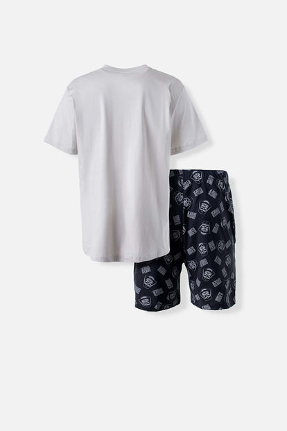  PIJAMA DE STAR WARS MANGA CORTA GRIS/NEGRO PARA HOMBRE