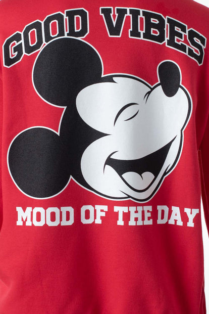  BUZO DE MICKEY MOUSE CERRADO ROJO PARA MUJER