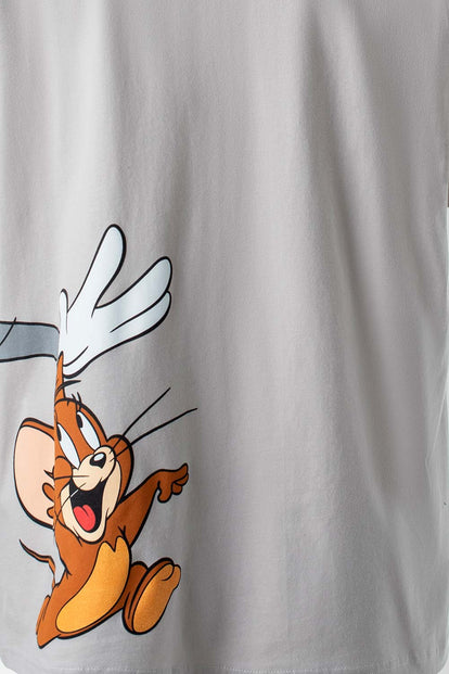  CAMISETA DE TOM Y JERRY MANGA CORTA GRIS GÉNERO NEUTRO