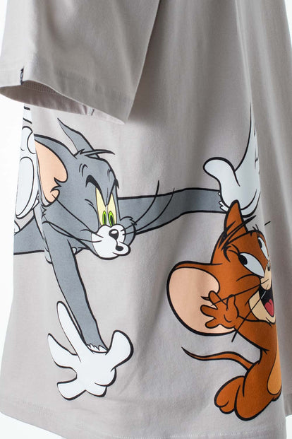  CAMISETA DE TOM Y JERRY MANGA CORTA GRIS GÉNERO NEUTRO