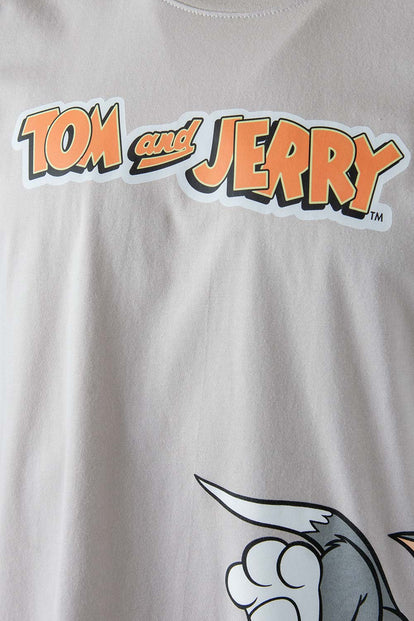  CAMISETA DE TOM Y JERRY MANGA CORTA GRIS GÉNERO NEUTRO