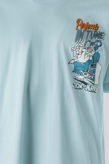  CAMISETA DE TOM Y JERRY MANGA CORTA AZUL GRISÁCEO GÉNERO NEUTRO