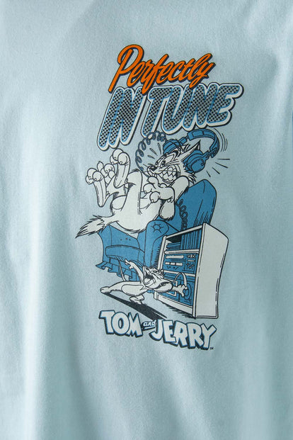  CAMISETA DE TOM Y JERRY MANGA CORTA AZUL GRISÁCEO GÉNERO NEUTRO