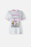 CAMISETA DE SNOOPY MANGA CORTA BLANCO Y LILA PARA MUJER