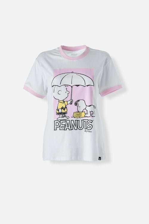 Card slide image -  CAMISETA DE SNOOPY MANGA CORTA BLANCO Y LILA PARA MUJER