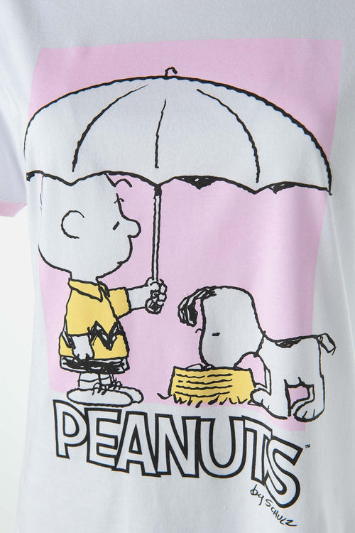 Card slide image -  CAMISETA DE SNOOPY MANGA CORTA BLANCO Y LILA PARA MUJER