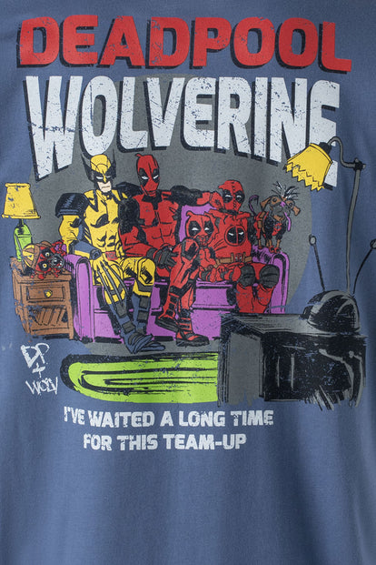  CAMISETA DE DEADPOOL AZUL CON ESTAMPADO EN ESPALDA GÉNERO NEUTRO