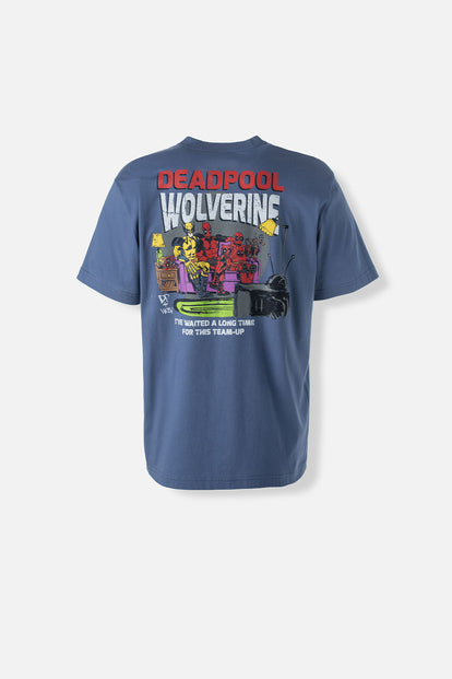  CAMISETA DE DEADPOOL AZUL CON ESTAMPADO EN ESPALDA GÉNERO NEUTRO