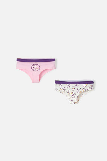  PACK X2 PANTIES DE SNOOPY MARFIL Y ROSA PASTEL PARA MUJER