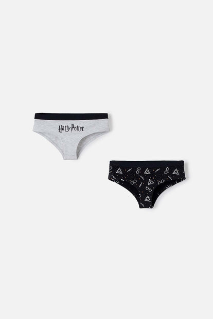  PACK X2 PANTIES DE HARRY POTTER GRIS Y NEGRO PARA MUJER