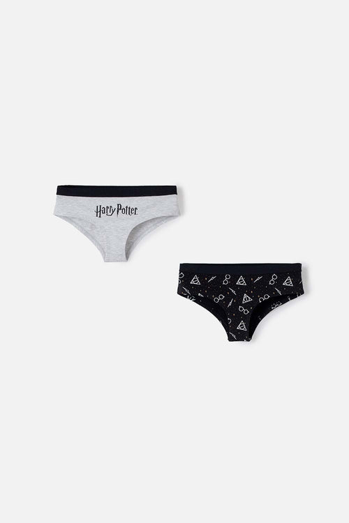 Card slide image -  PACK X2 PANTIES DE HARRY POTTER GRIS Y NEGRO PARA MUJER