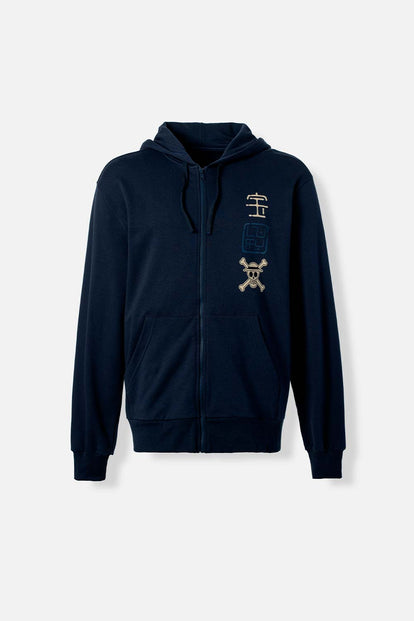  BUZO DE ONE PIECE CON CIERRE AZUL PARA HOMBRE