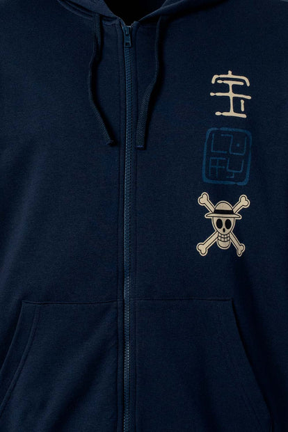  BUZO DE ONE PIECE CON CIERRE AZUL PARA HOMBRE