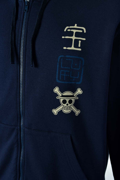  BUZO DE ONE PIECE CON CIERRE AZUL PARA HOMBRE