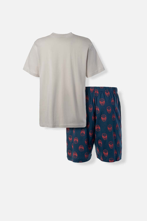 Card slide image -  PIJAMA DE SPIDERMAN DE PANTALÓN CORTO GRIS Y AZUL PARA HOMBRE