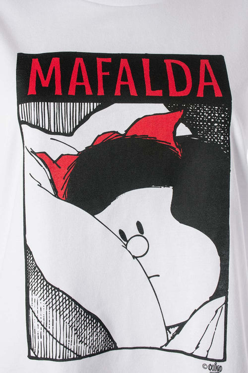 Card slide image -  PIJAMA DE MAFALDA DE PANTALÓN LARGO BLANCO Y ROJO PARA MUJER