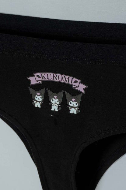  PACK X2 PANTIES MY MELODY & KUROMI NEGRO Y LILA PARA MUJER